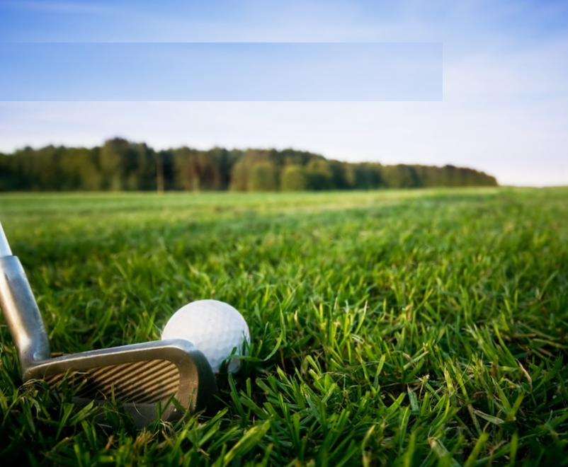 Golf ball near club on grass graphic
